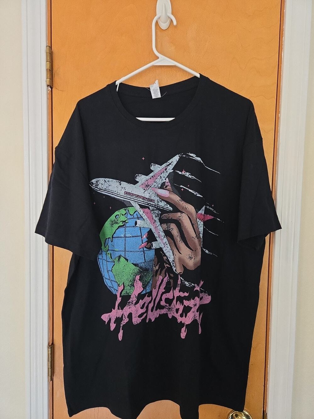 Hellstar Men's Black Graphic Print Short Sleeve Crew N Short Sleeve T-Shirt 3XL